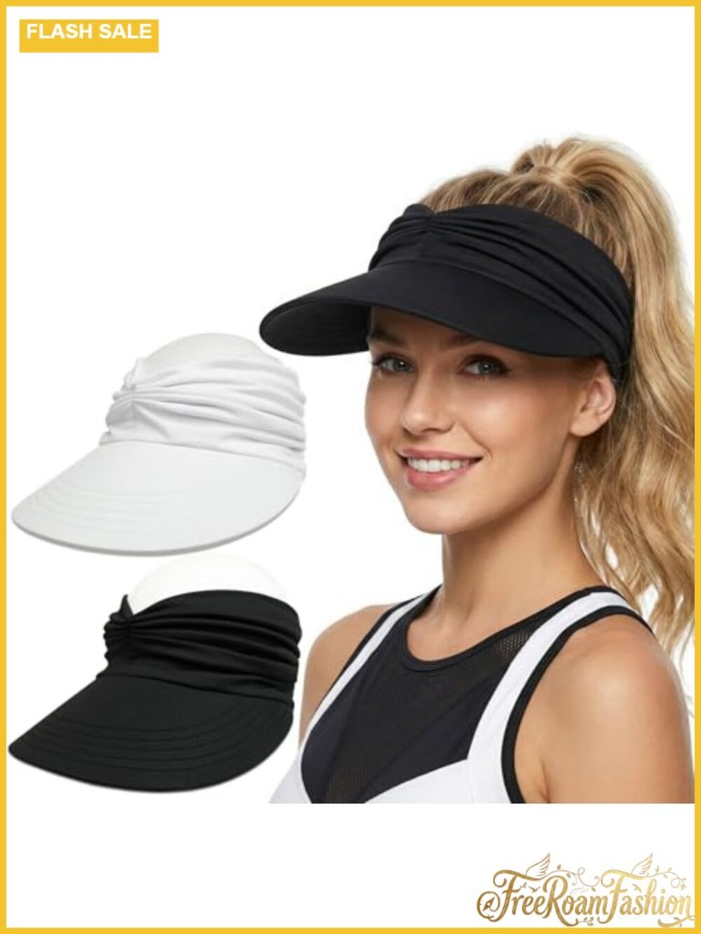 2 Pack Wide Brim Sun Visor Hats Foldable Sport Golf Tennis Beach Outdoor